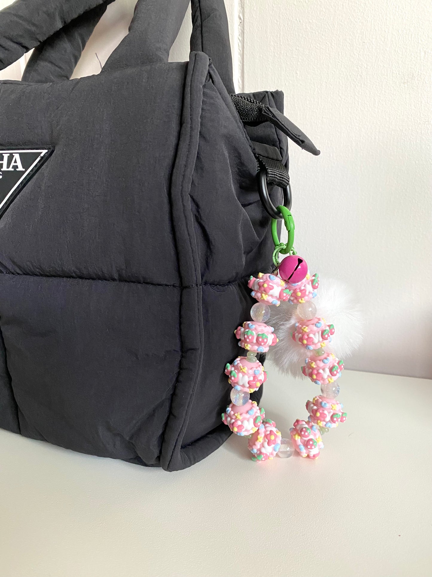 Pink Strawberry Bag/Phone Charm