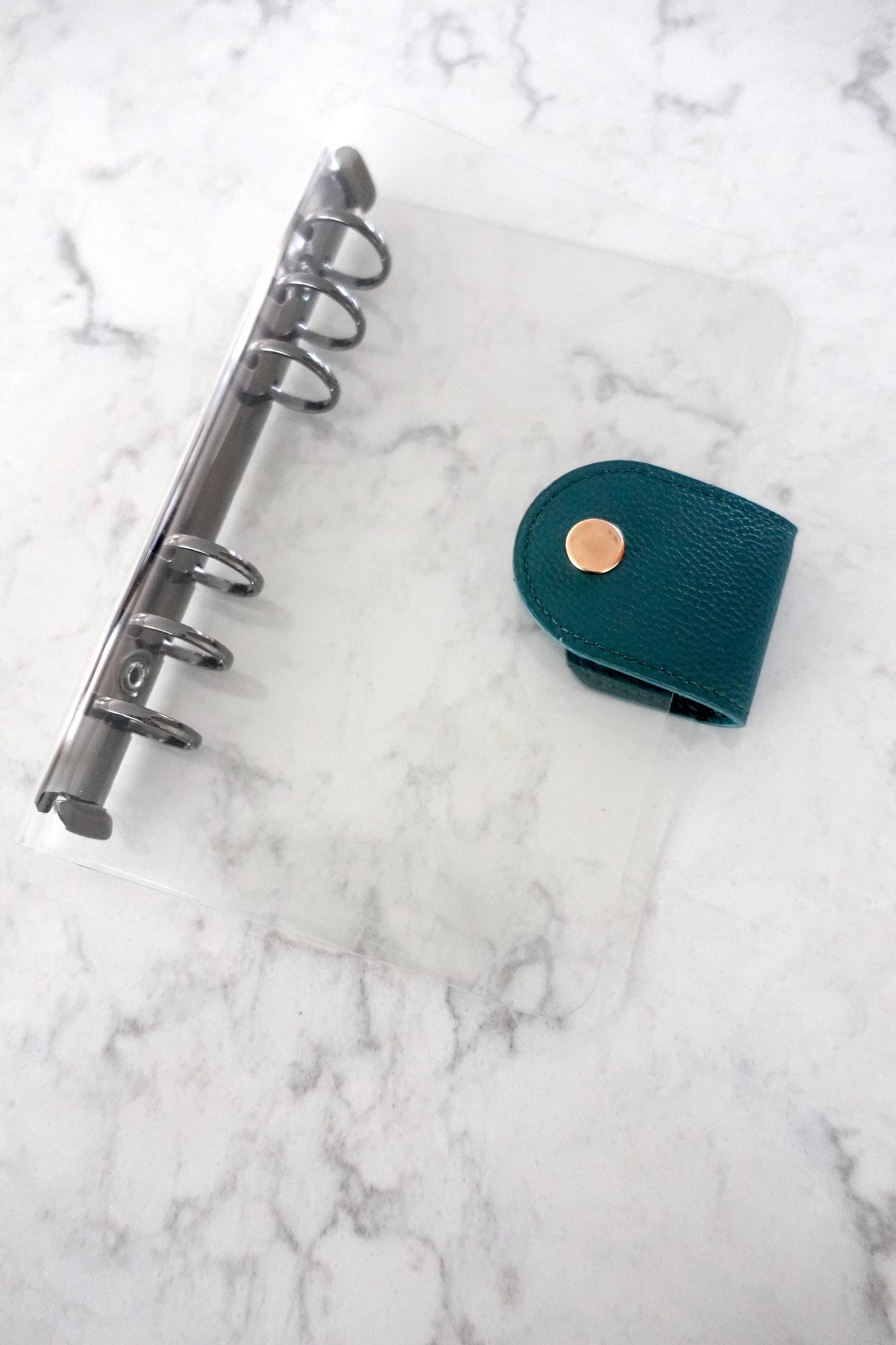 A6 Green Leather Binder