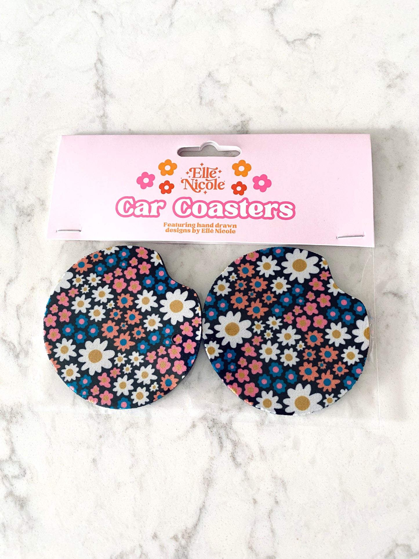 Car Cupholder Coasters- Darling Daisy