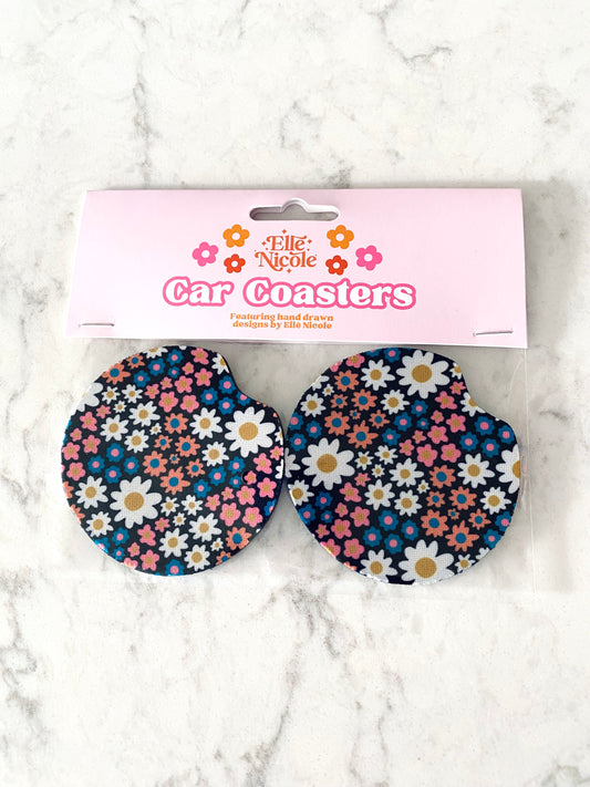 Car Cupholder Coasters- Darling Daisy