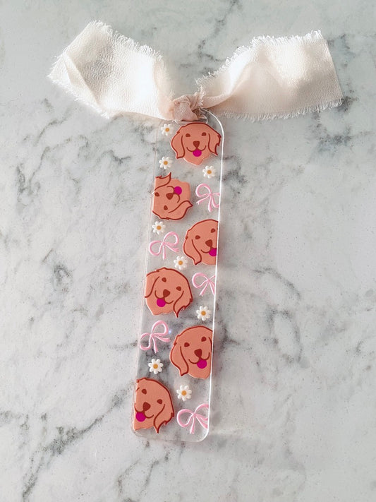 Acrylic Bookmark - Labrador bow