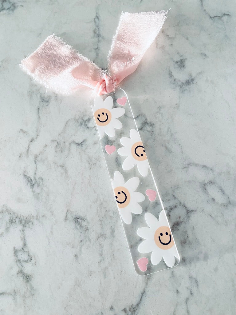 Acrylic Bookmark - Floral Smiley Face