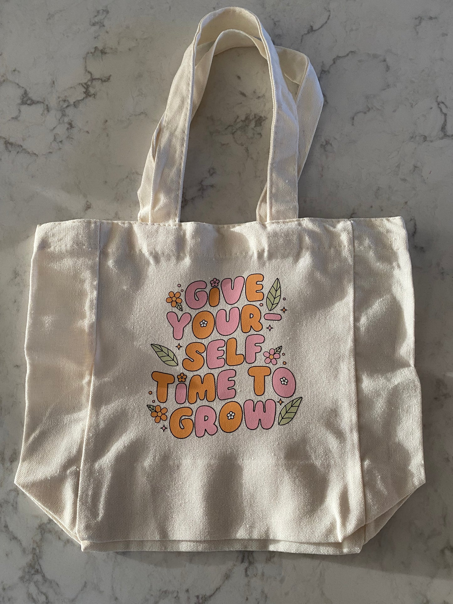 Mini Tote Bag- Give Yourself Time To Grow